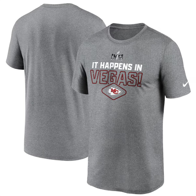 Men's Kansas City Chiefs Heather Gray Super Bowl LVIII Logo Lockup T-Shirt